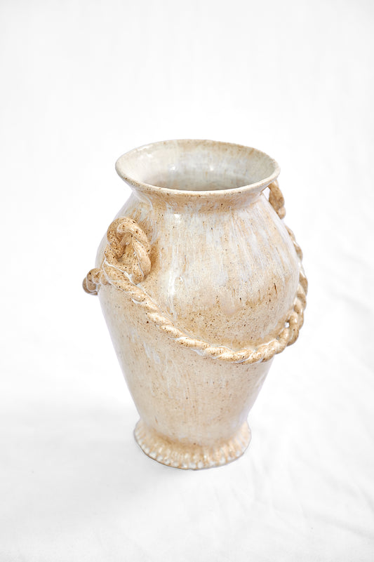 Hand-Coiled Rope Amphora Vase – 12"