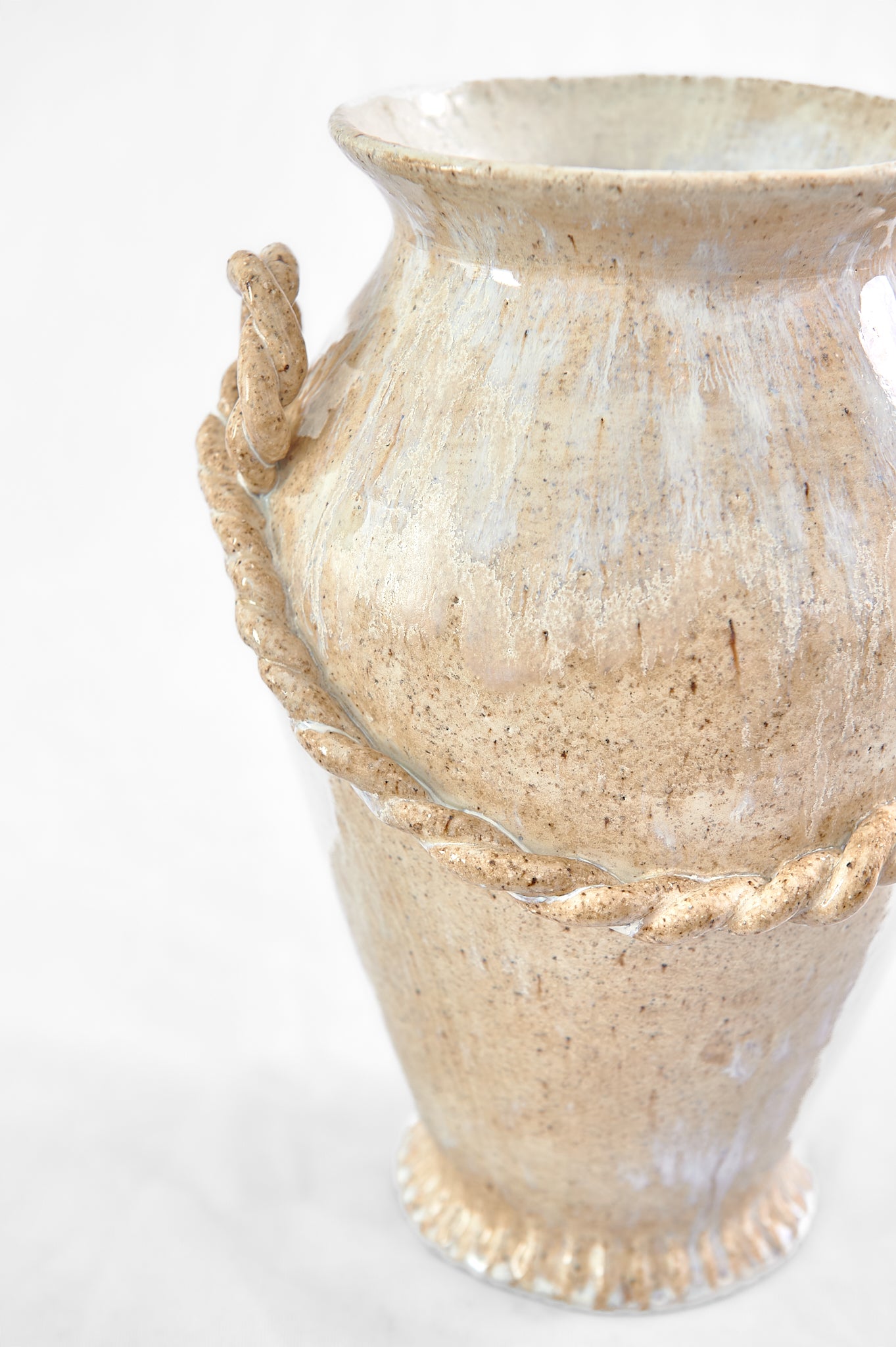 Hand-Coiled Rope Amphora Vase – 12"